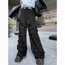 Load image into Gallery viewer, Casual Webbing-embellished Straight-leg Loose Wide-leg Pants
