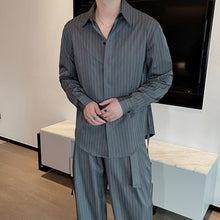 Load image into Gallery viewer, Striped Long-sleeved Wide-leg Pants Two-piece Suit
