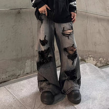 Load image into Gallery viewer, Ripped Denim Distressed Loose Straight-Leg Pants
