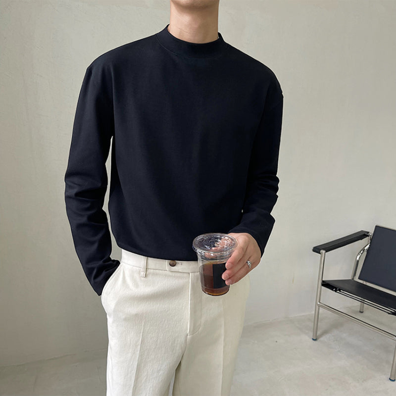 Solid Color Half Turtleneck Loose Inner T-shirt