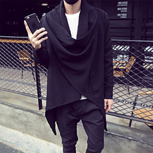 Dark Mid-Length Sleeveless Jacket Cape