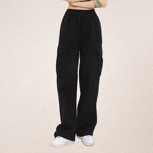 Drawstring Side Pockets Adjustable Trousers