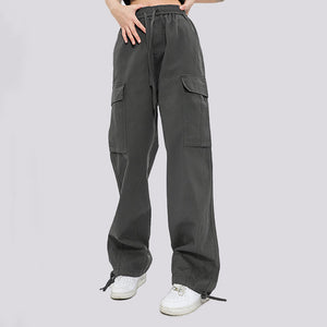 Drawstring Side Pockets Adjustable Trousers