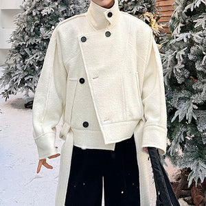 Thickened Short Stand Collar Woolen Coat