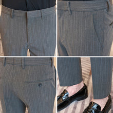 Load image into Gallery viewer, Striped Slim-fit Cropped Suit Trousers
