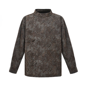 Retro Python Pattern Button-Down Jacquard Zen Shirt