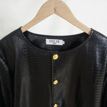 Load image into Gallery viewer, Round Neck PU Leather Cropped Jacket
