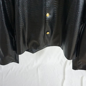 Round Neck PU Leather Cropped Jacket