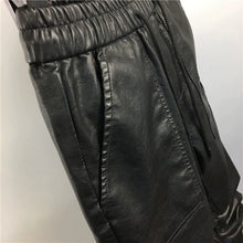 Load image into Gallery viewer, Faux Leather Plus Velvet Thickened Small Cuffs Skinny Pants
