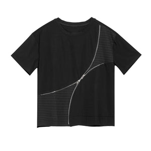 Summer Irregular Zipper T-shirt