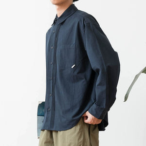 Japanese Retro Solid Color Long-sleeved Shirt