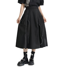 Load image into Gallery viewer, Topstitched A-line Irregular Skirt
