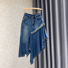 Load image into Gallery viewer, Irregular Patchwork Denim Skirt
