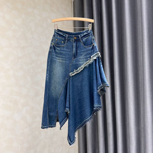 Irregular Patchwork Denim Skirt