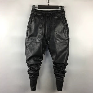 Faux Leather Plus Velvet Thickened Small Cuffs Skinny Pants