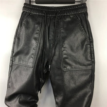 Load image into Gallery viewer, Faux Leather Plus Velvet Thickened Small Cuffs Skinny Pants
