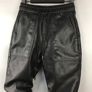 Faux Leather Plus Velvet Thickened Small Cuffs Skinny Pants