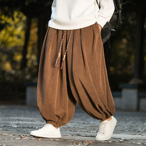 Wheat Ear Pattern Corduroy Wide-leg Pants