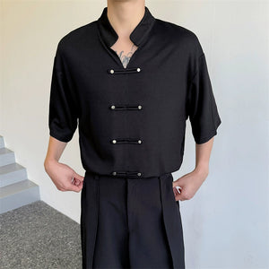 Stand Collar Loose Buttoned Shirt