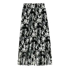 Load image into Gallery viewer, Fringed Mid-Length Pleated Floral Skirt
