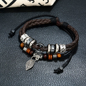 Multi-layered Braided Leather Bracelet