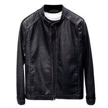 Load image into Gallery viewer, Slim-Fit Stand Collar Leather Jacket
