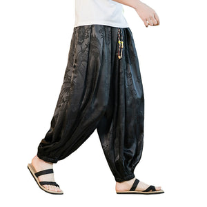 Retro Dragon Pattern Jacquard Harem Pants