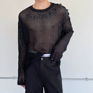 Mesh Cutout Off-shoulder Shirt