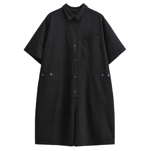 Button Short Sleeve Shirt Jumpsuit