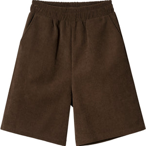 Corduroy Straight-leg Elasticated High-waisted Wide-leg Shorts