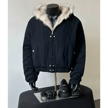 Load image into Gallery viewer, Warm Solid Color Loose Hooded Cotton Jacket
