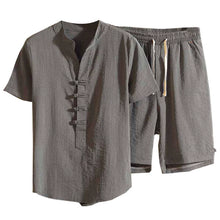 Load image into Gallery viewer, Linen T-shirt and Shorts Two-Piece Set
