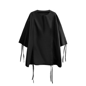 Drawstring Strap Pleated T-Shirt