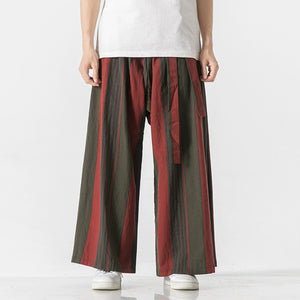 Striped Straight Wide-leg Casual Culottes