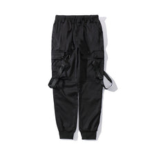 Load image into Gallery viewer, Black Slim-fit Multi-pocket Casual Pants
