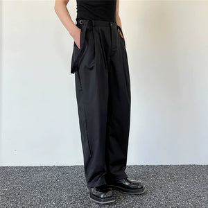 Black Suspenders Casual Trousers