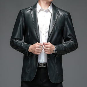 Slim Fit Leather Cropped Jacket