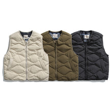 Load image into Gallery viewer, White Duck Down Quilted Plaid Loose Vest
