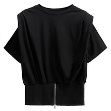 Load image into Gallery viewer, Tighten Waist Zip Short Sleeve T-Shirt
