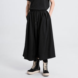 Simple Lace-Up Wide-Leg Pants