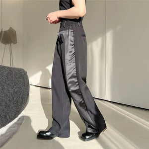 Panelled Straight Wide-leg Trousers