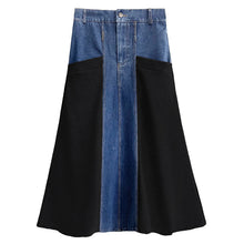 Load image into Gallery viewer, Loose Casual Denim Patchwork A-line Skirt
