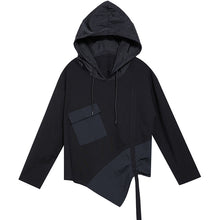 Load image into Gallery viewer, Irregular Patchwork Slit Hooded T-shirt
