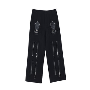 Dark Deconstructed Zip Straight Trouser