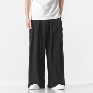 Loose Solid Straight-leg Pants