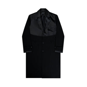 PU Leather Over-the-knee Panelled Coat