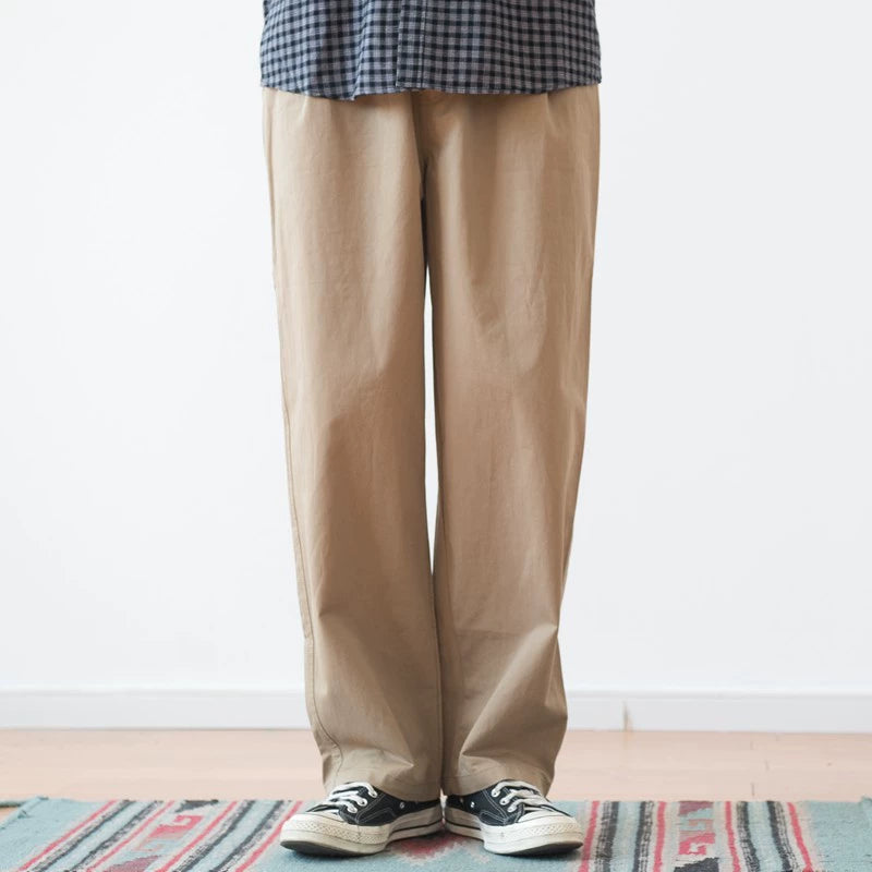 Japanese Retro Solid Loose Straight Trousers