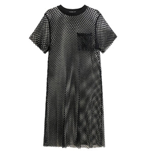 Mesh Loose Round Neck Straight Dress