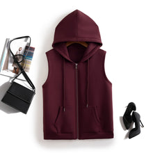 Load image into Gallery viewer, Hooded Cotton Solid Color Vest Jacket
