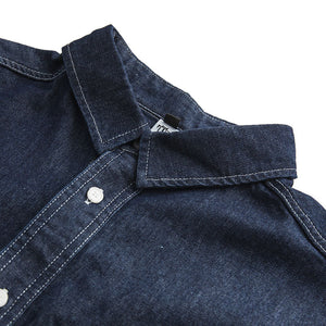 Washed Patchwork Multi-pocket Denim Shirt